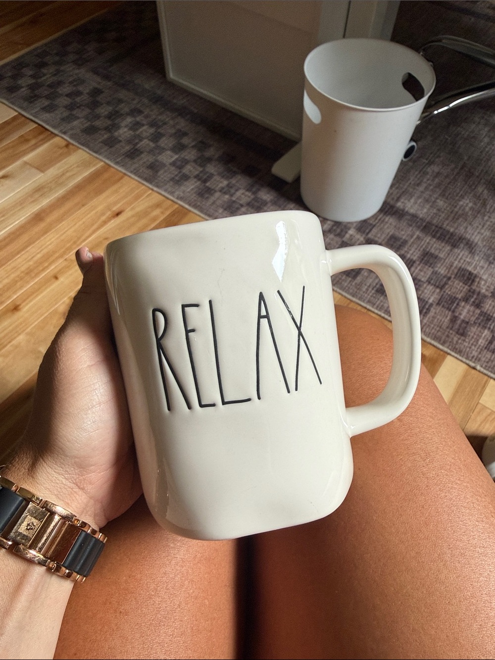 Rae Dunn RELAX Ceramic Coffee Mug - White